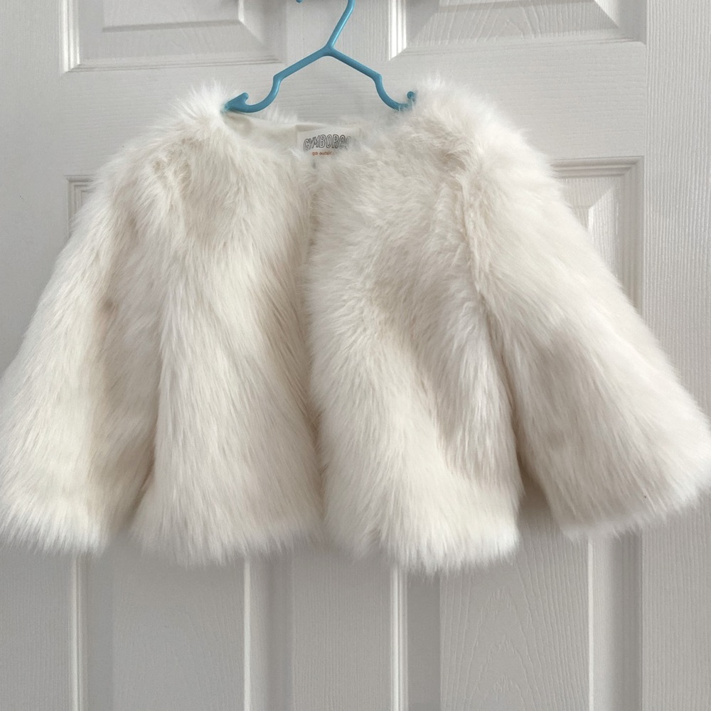 Girls White Fur Jacket size 5-6
